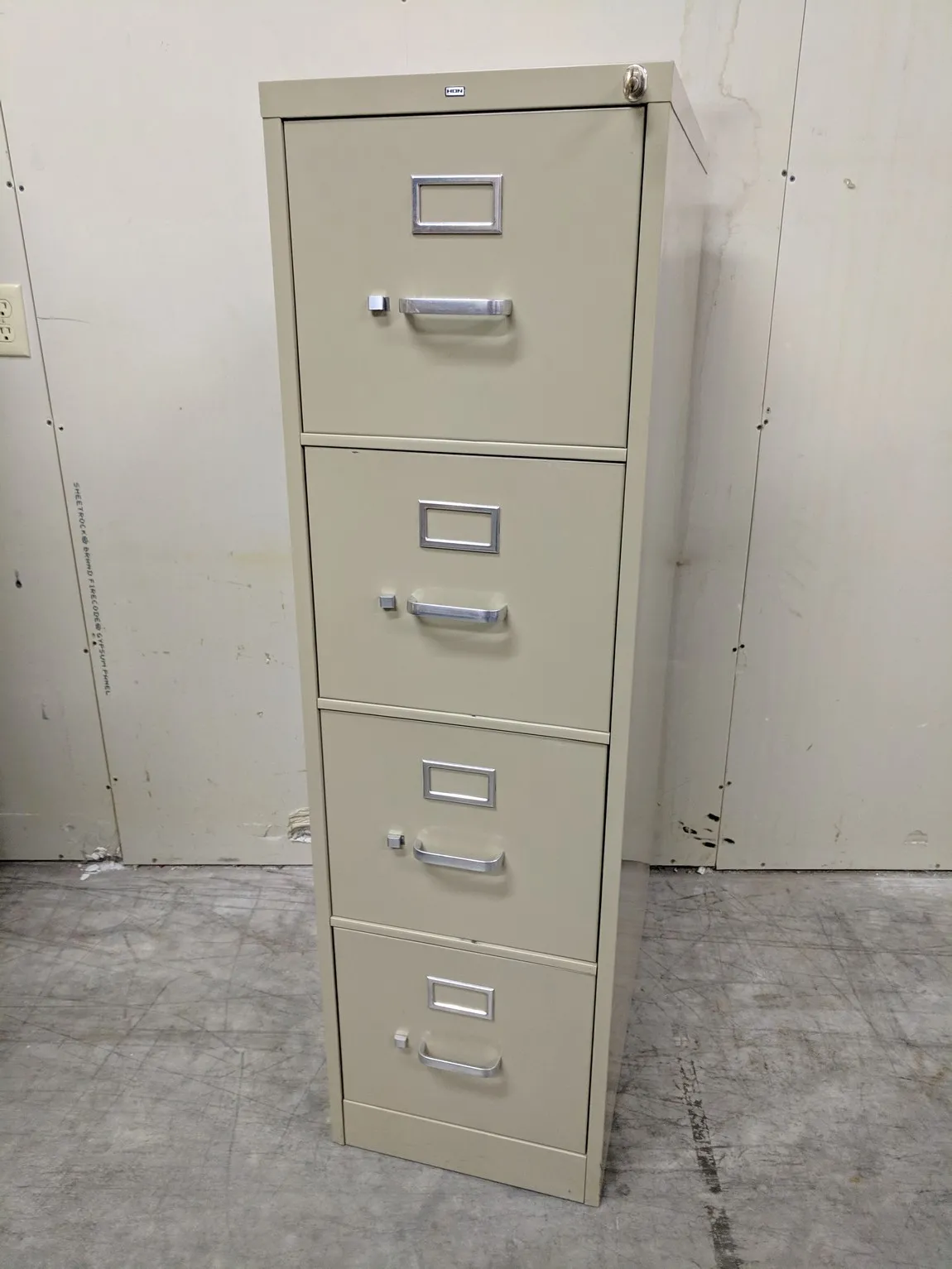 Beige Hon 4 Drawer Vertical Letter Size Filing Cabinet