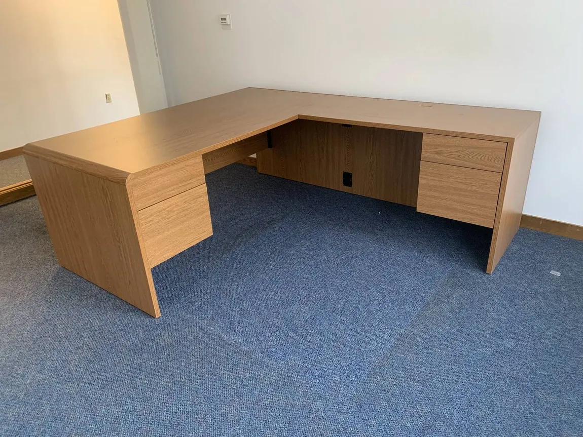 Global Oak Laminate L Shape Desk