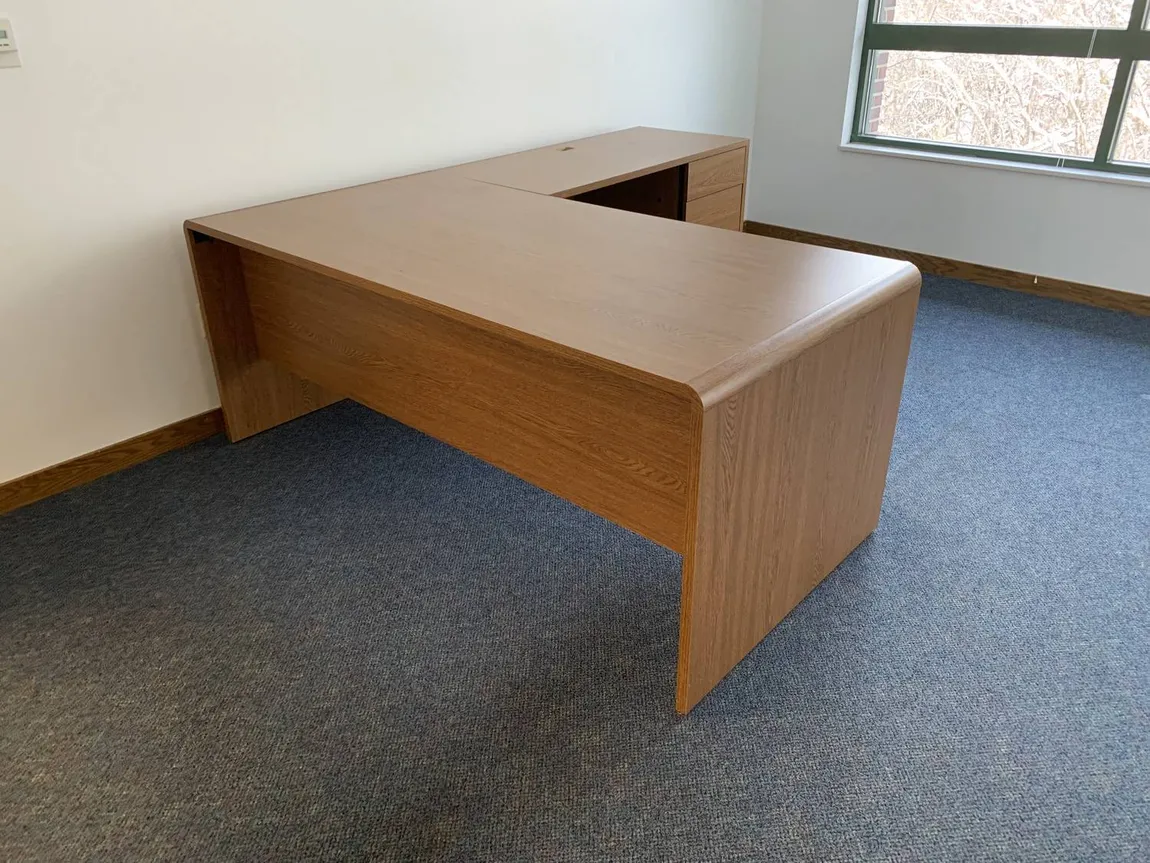 Global Oak Laminate L Shape Desk