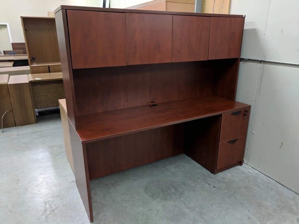 Cherry Laminate Desk with Hutch