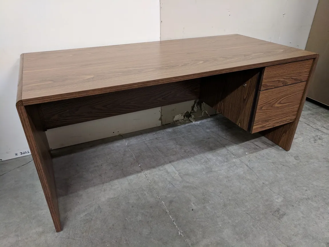 Walnut Laminate Desk with Drawers