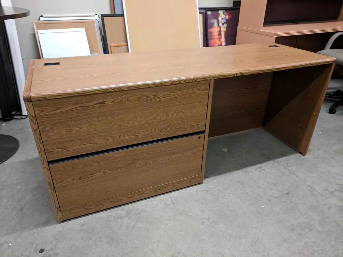 Hon Oak Laminate Credenza Desk with Lateral Storage
