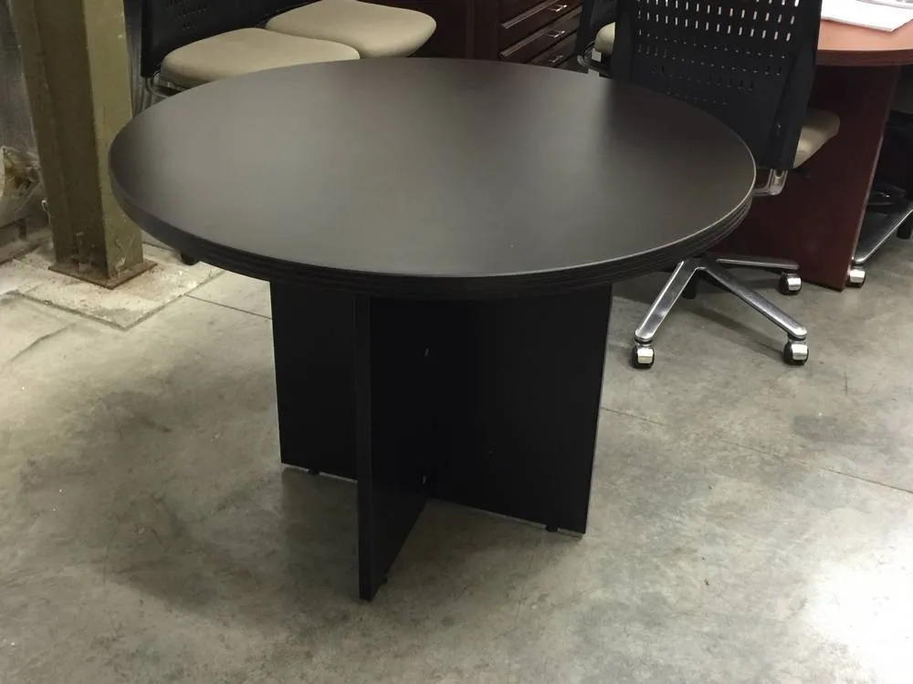 Status 42 Round Meeting Table in Dark Walnut