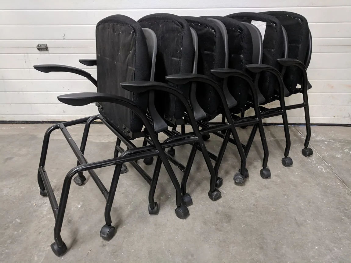 Black Nesting Guest Chairs with Casters
