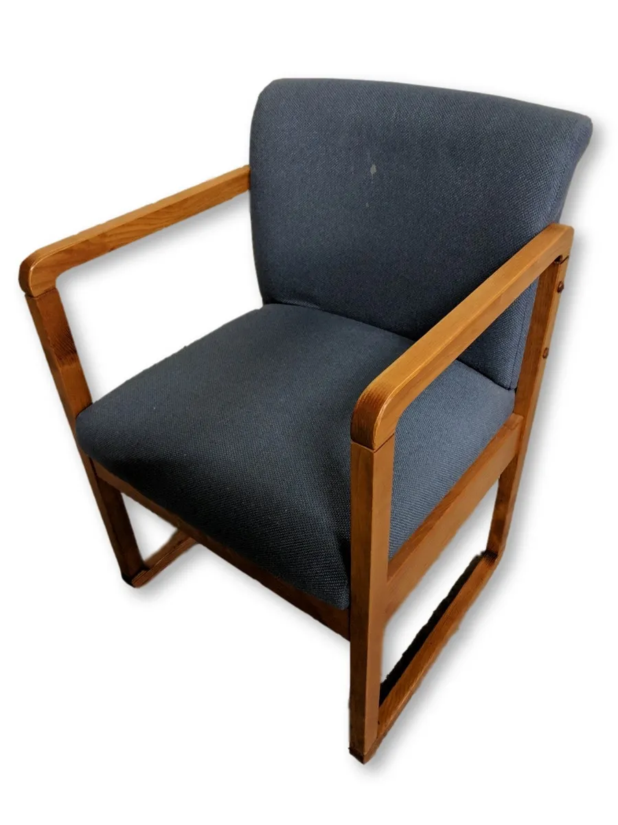 Blue Fabric Guest Chair with Solid Wood Frame