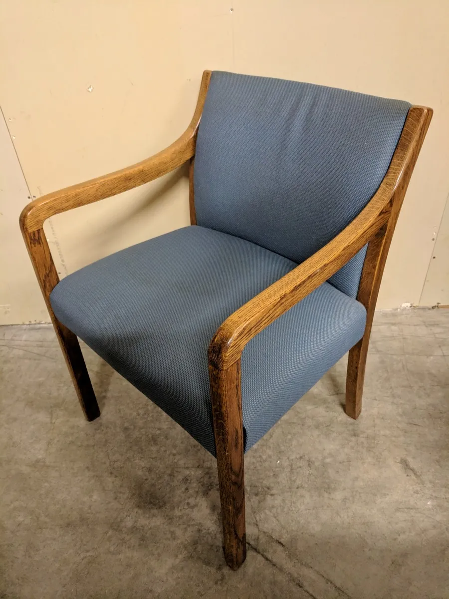 Blue Fabric Guest Chair with Oak Frame