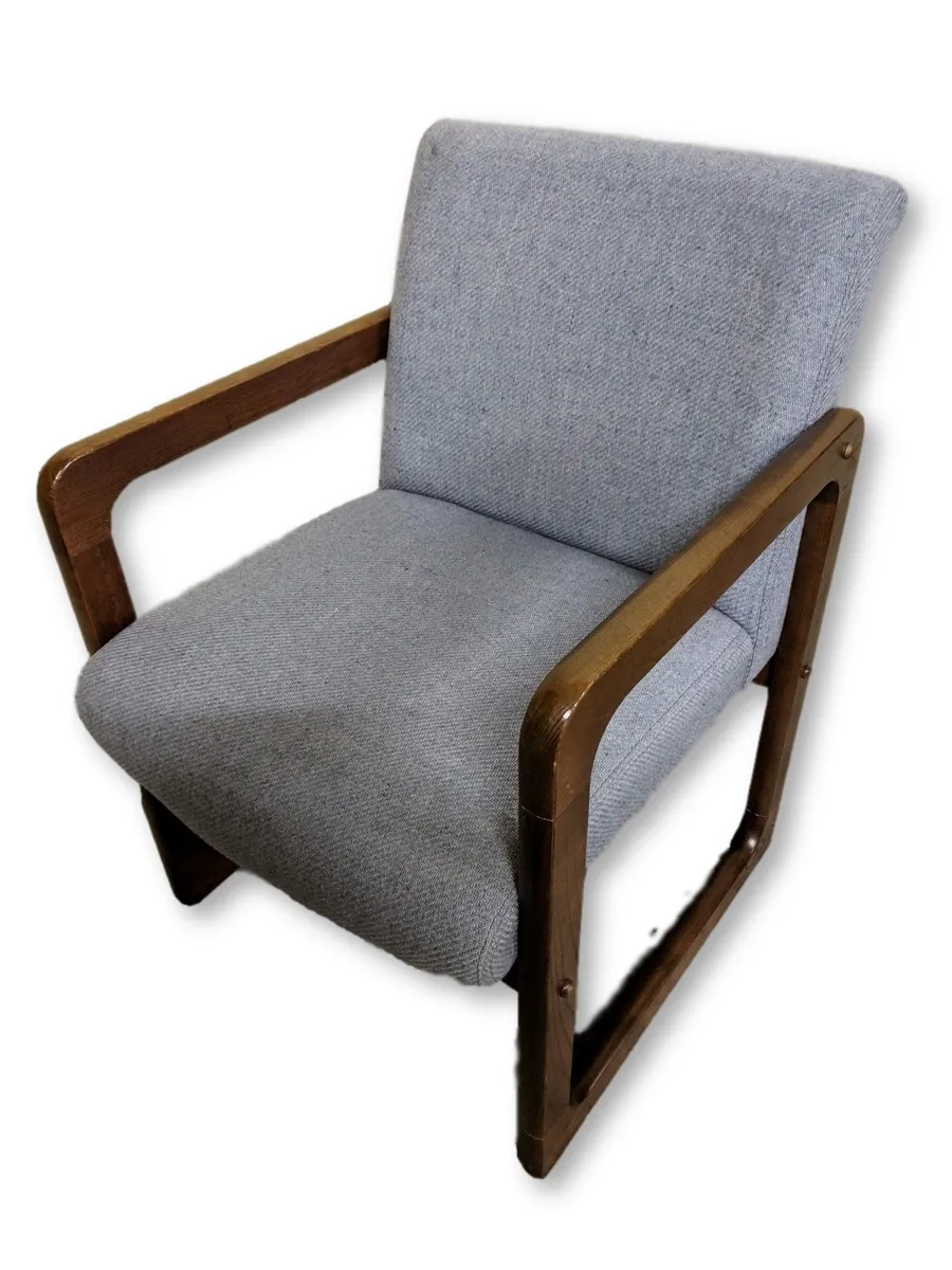 Light Blue Guest Chair with Wood Frame