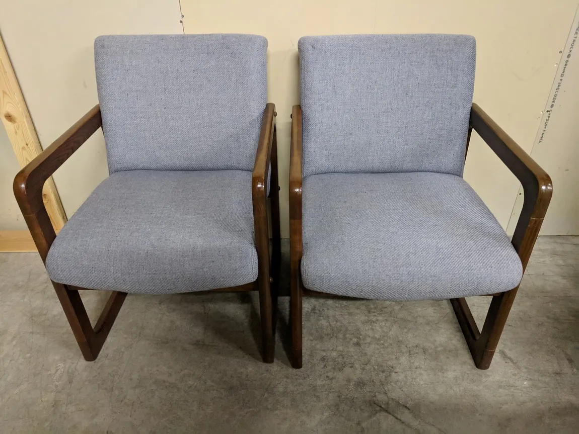 Light Blue Guest Chair with Wood Frame