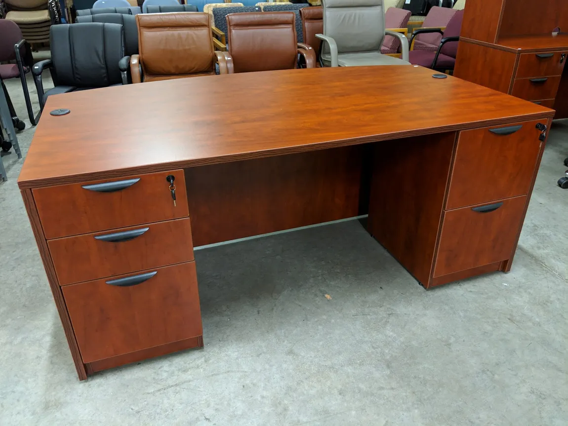 Cherry Laminate Bow Front Desk