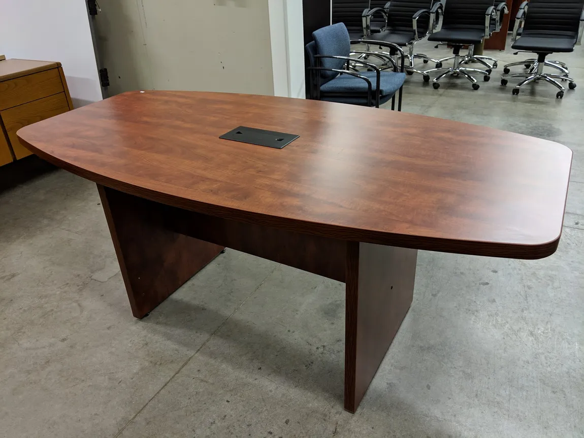 Cherry Laminate Boat Shaped Conference Table â€“ 6 Foot