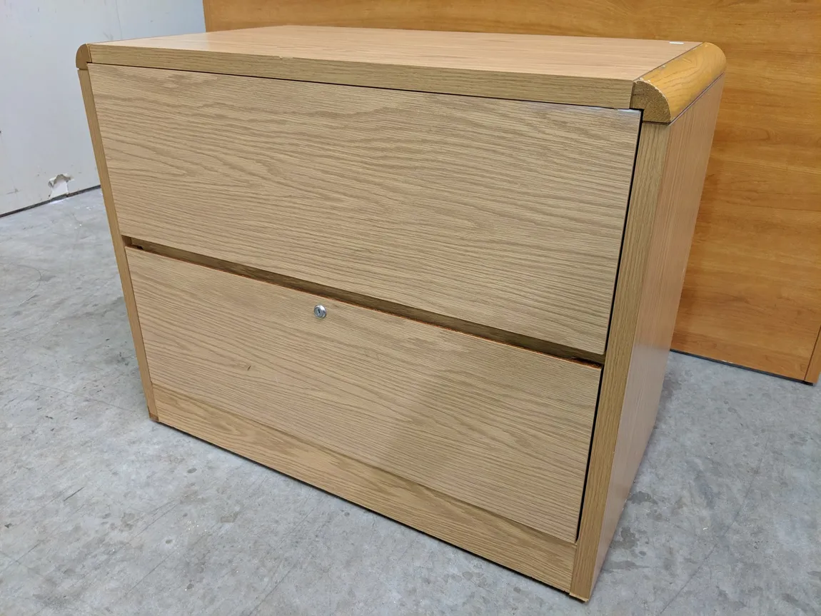 Oak Laminate 2 Drawer Lateral Filing Cabinet â€“ 36 Inch Wide