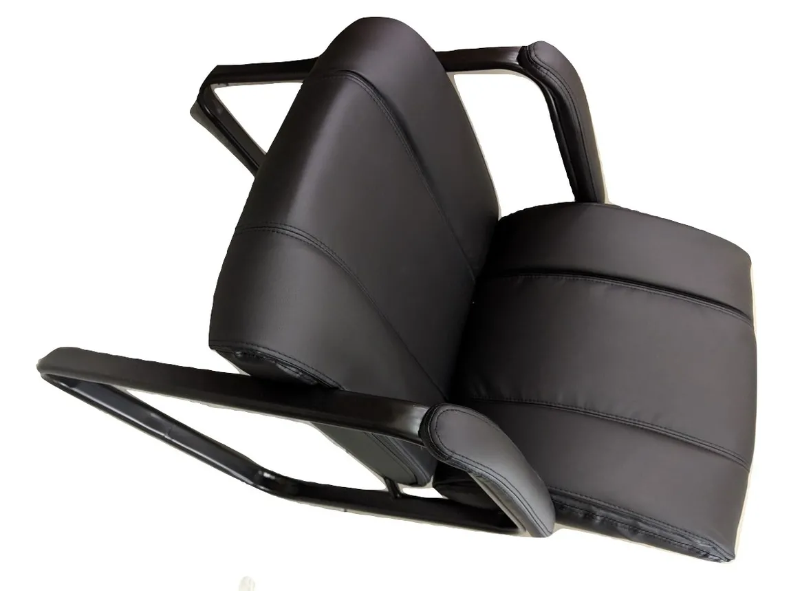 Black Vinyl Guest Chairs with Metal Frame