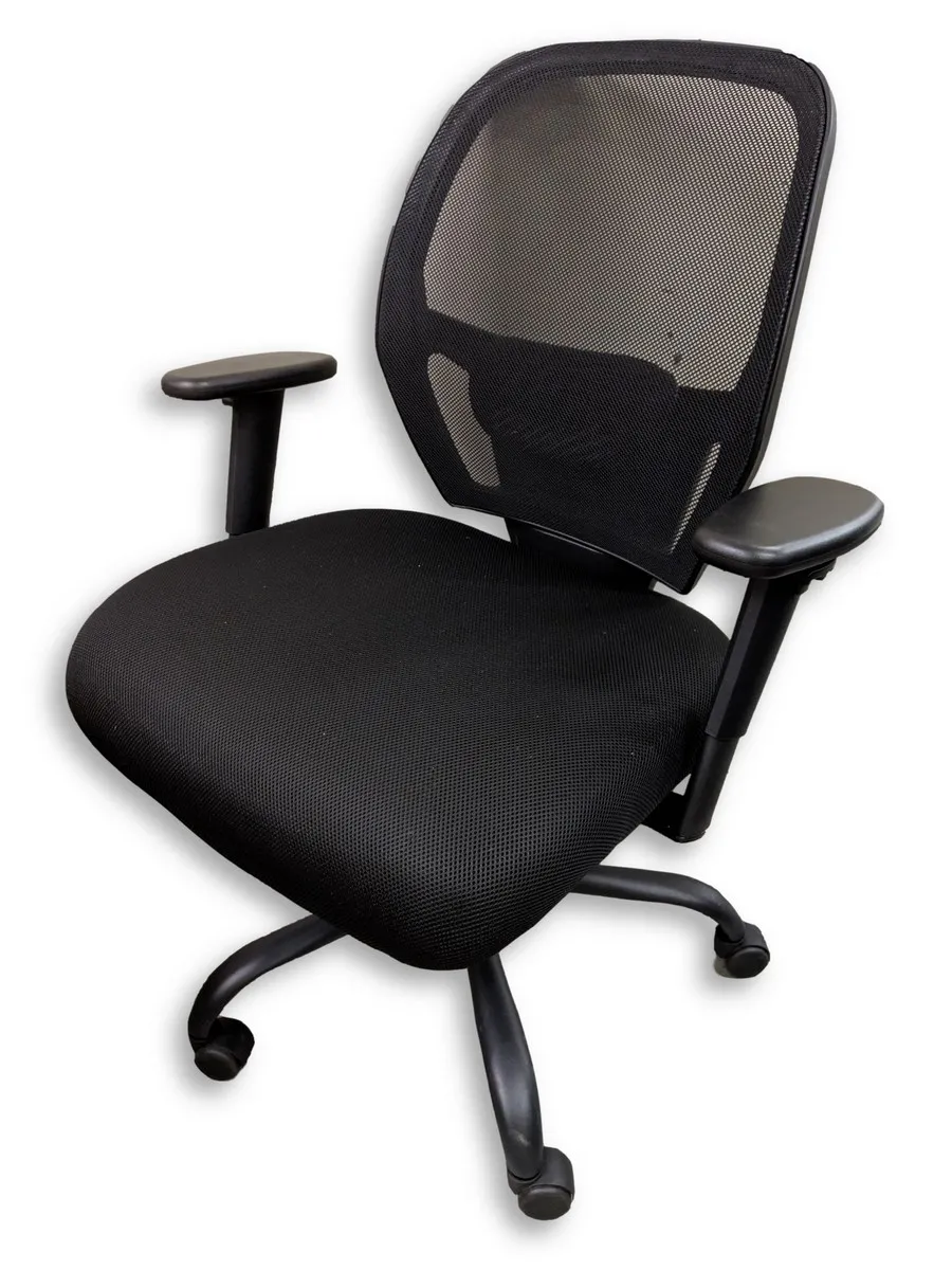 Black Rolling Office Chair with Lumbar Support