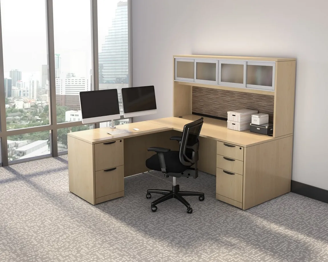 L Shaped Desk with Hutch
