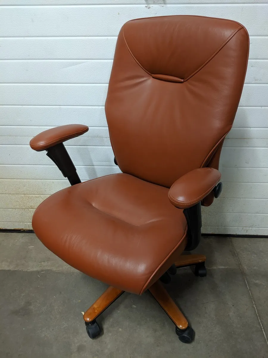 Brayton International Brown Leather High Back Office Chairs