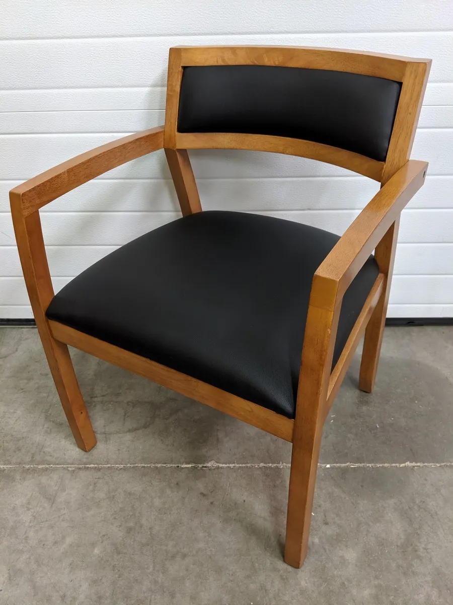 Black Vinyl Guest Chairs with Solid Wood Frame