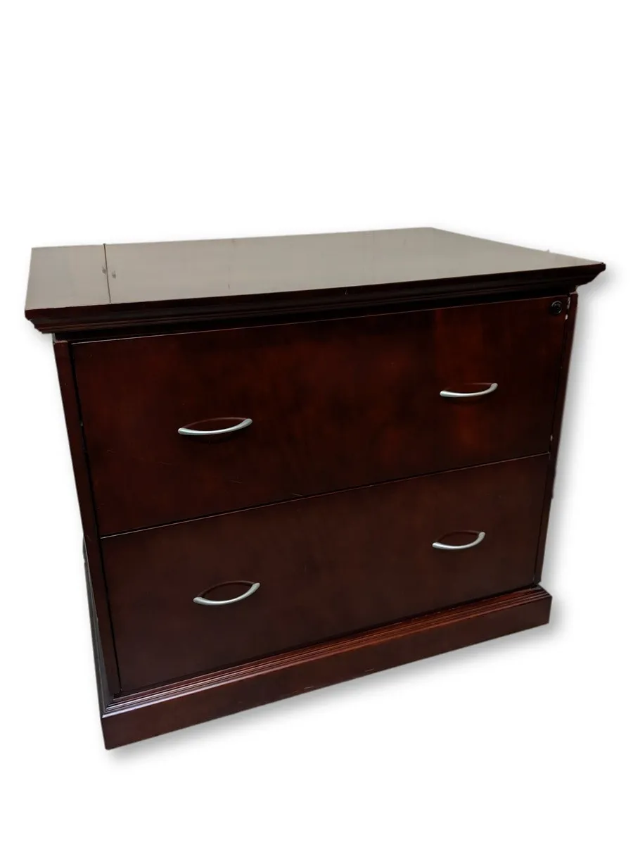 Solid Wood Mahogany 2 Drawer Lateral Filing Cabinet â€“ 36 Inch Wide