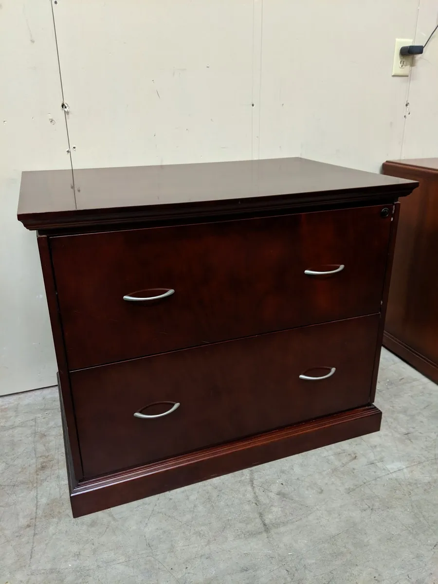 Solid Wood Mahogany 2 Drawer Lateral Filing Cabinet â€“ 36 Inch Wide
