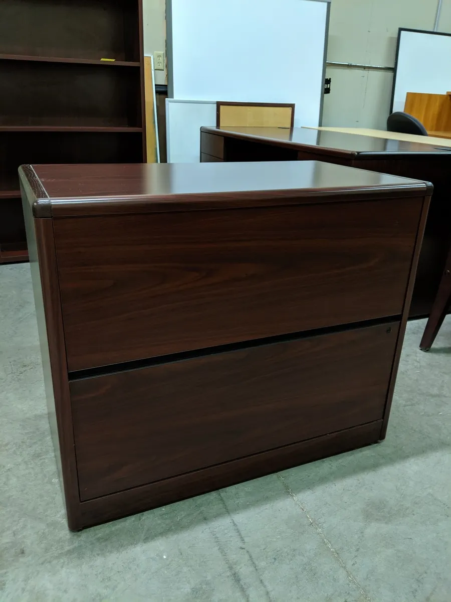 Mahogany Laminate 2 Drawer Lateral File Cabinet â€“ 36 Inch Wide