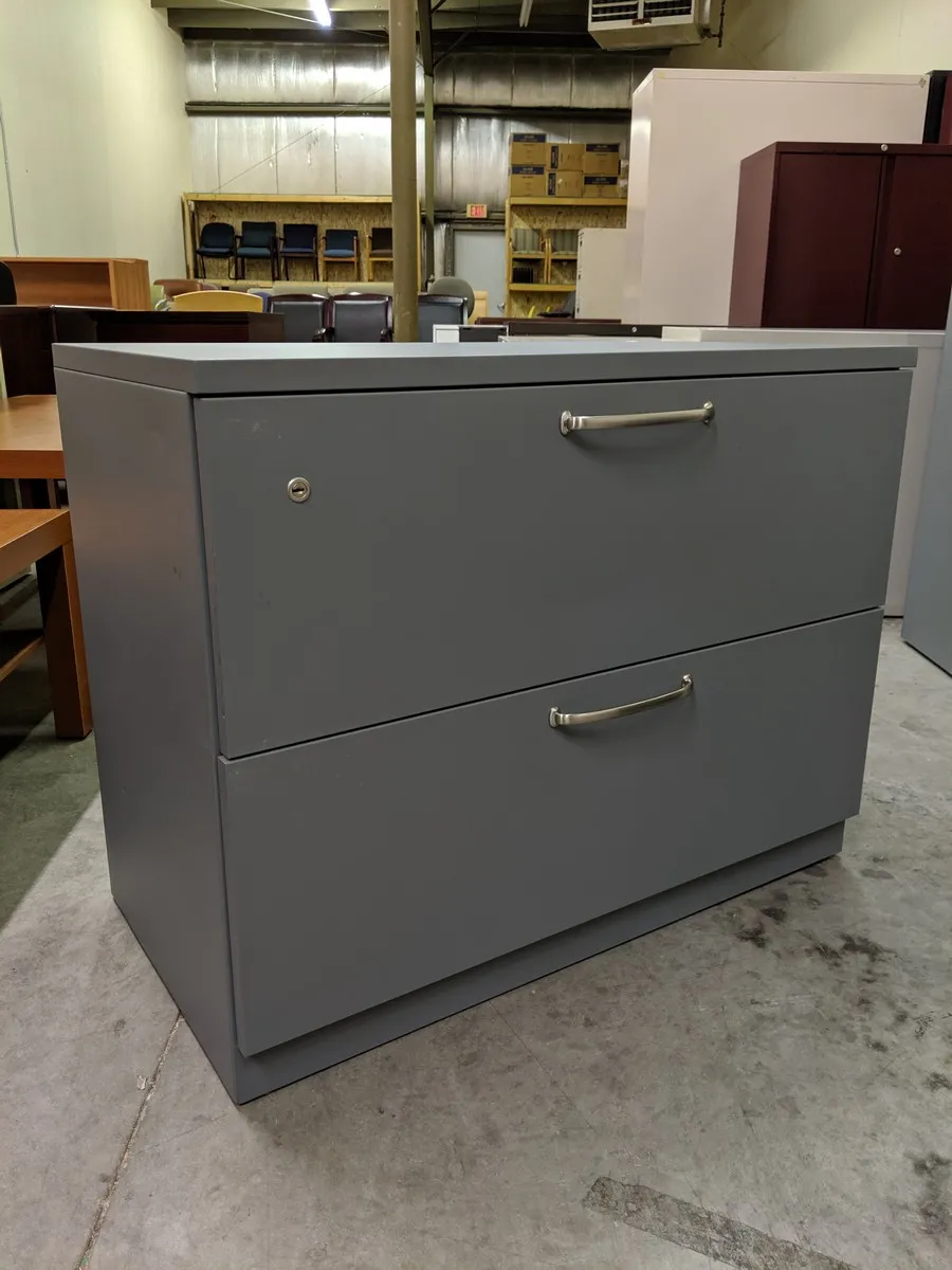 Steelcase Gray 2 Drawer Lateral Filling Cabinet â€“ 36 Inch Wide