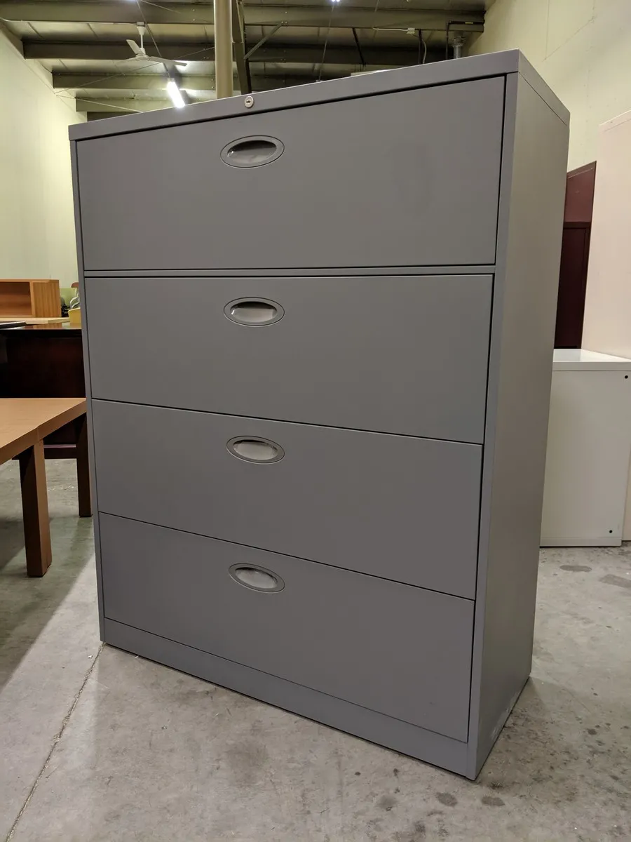 Steelcase Gray 4 Drawer Lateral Filling Cabinet â€“ 42 Inch Wide