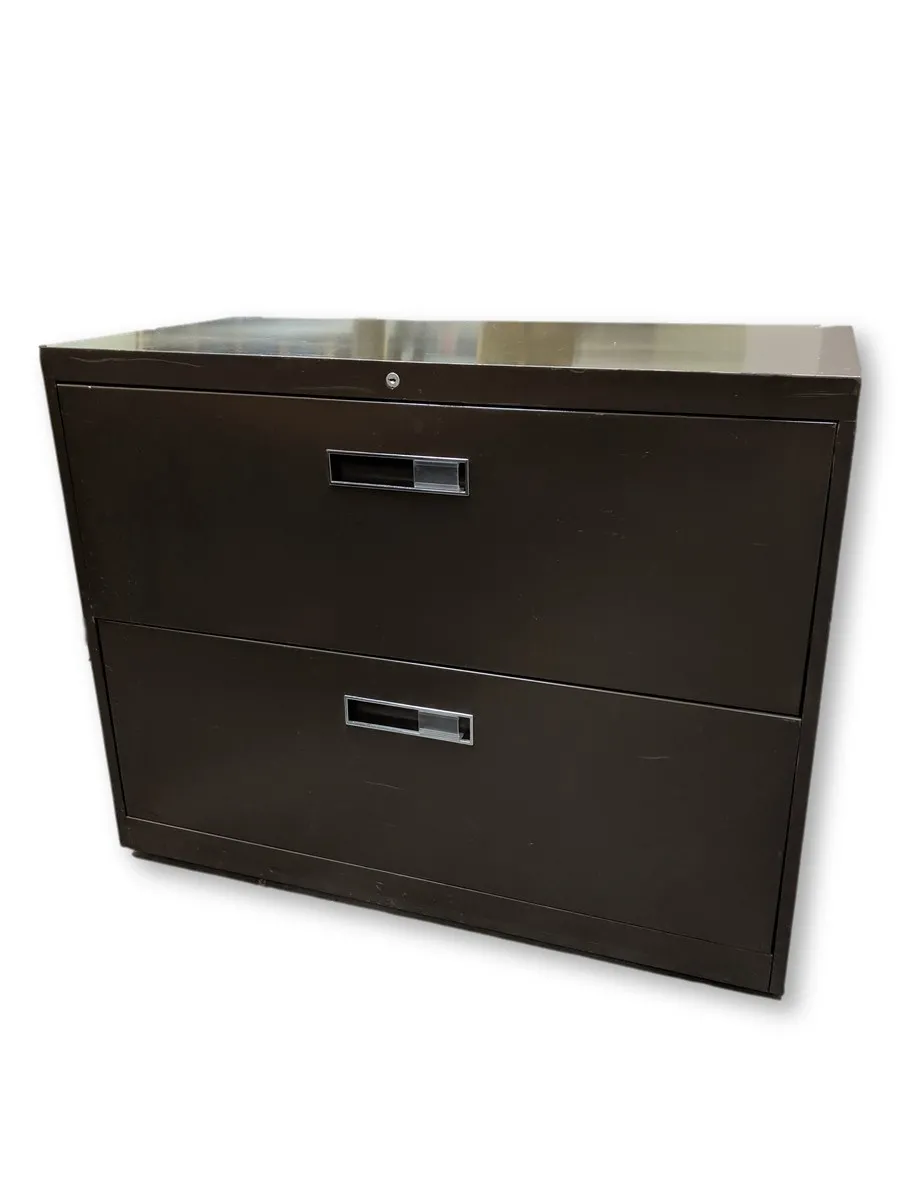 Brown Metal 2 Drawer Lateral Filling Cabinet â€“ 36 Inch Wide