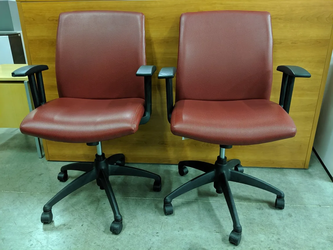 Red Vinyl Rolling Office Chairs