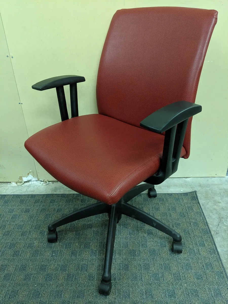 Red Vinyl Rolling Office Chairs