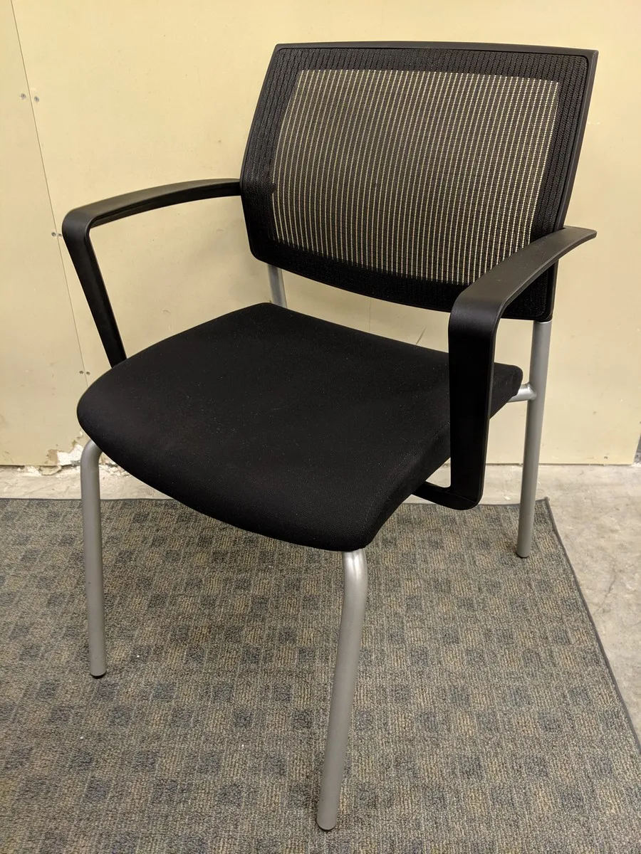 SitOnIt Black Mesh Back Stacking Guest Chairs