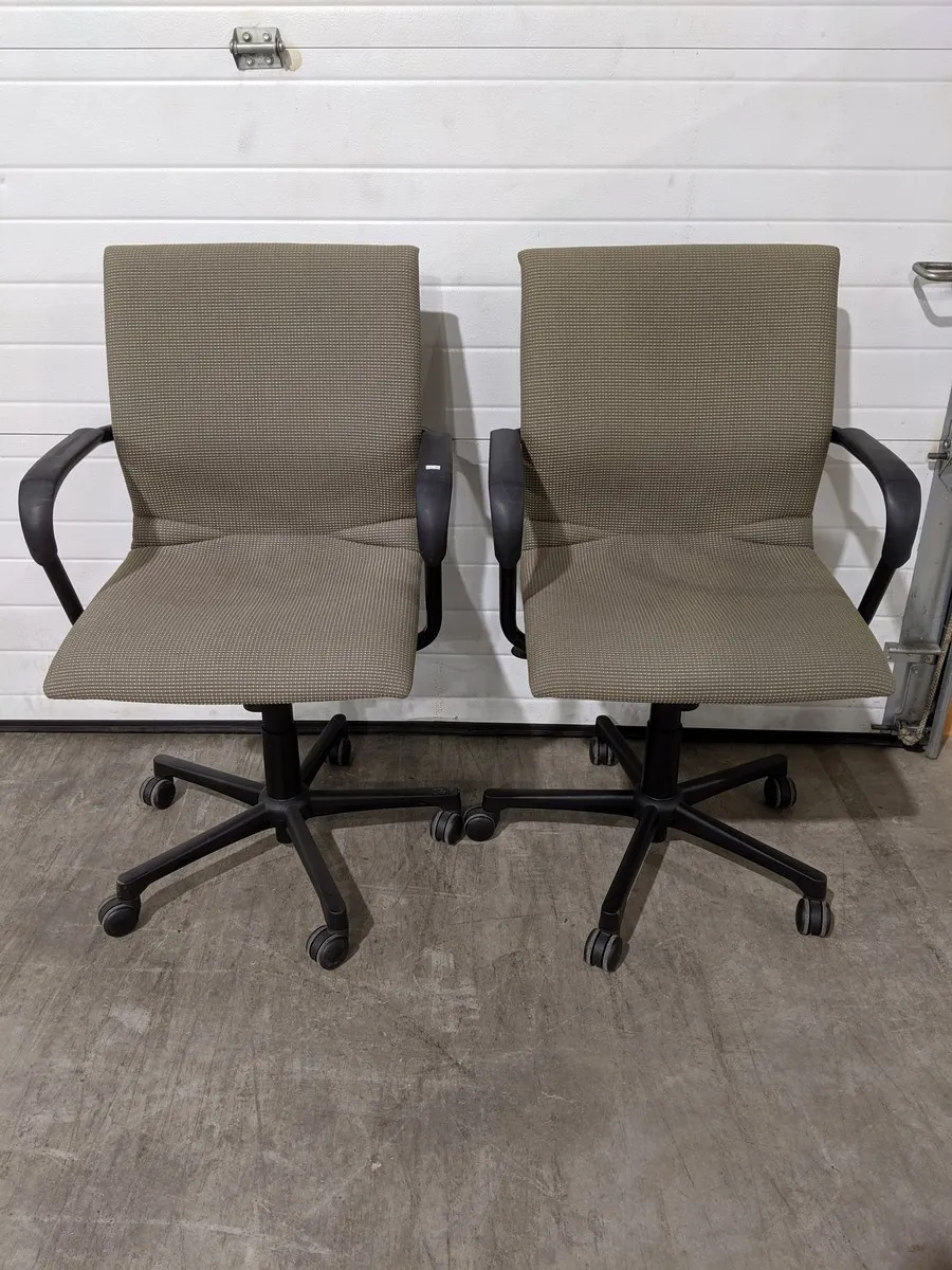 Steelcase Light Green Mid-Back Rolling Office Chairs