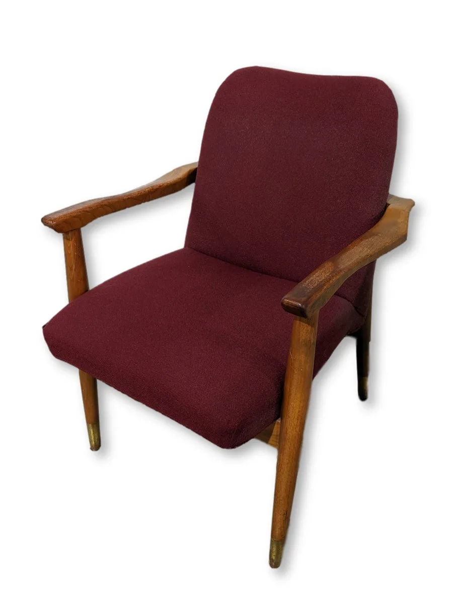 Red Guest Chair with Wood Frame