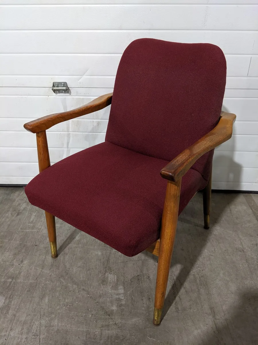 Red Guest Chair with Wood Frame