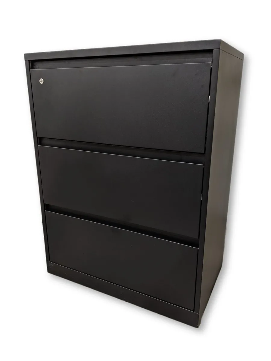Steelcase Black 3 Drawer Lateral Filing Cabinet â€“ 30 Inch Wide