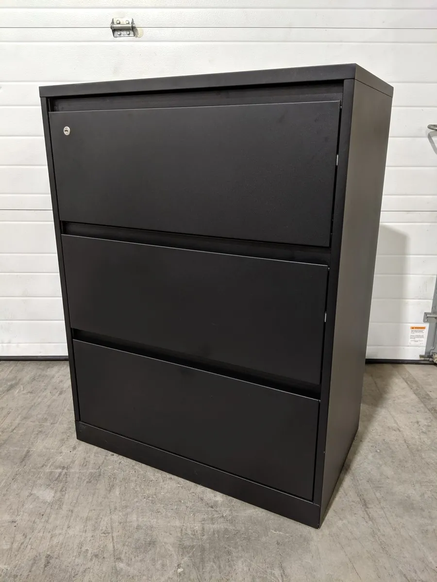 Steelcase Black 3 Drawer Lateral Filing Cabinet â€“ 30 Inch Wide