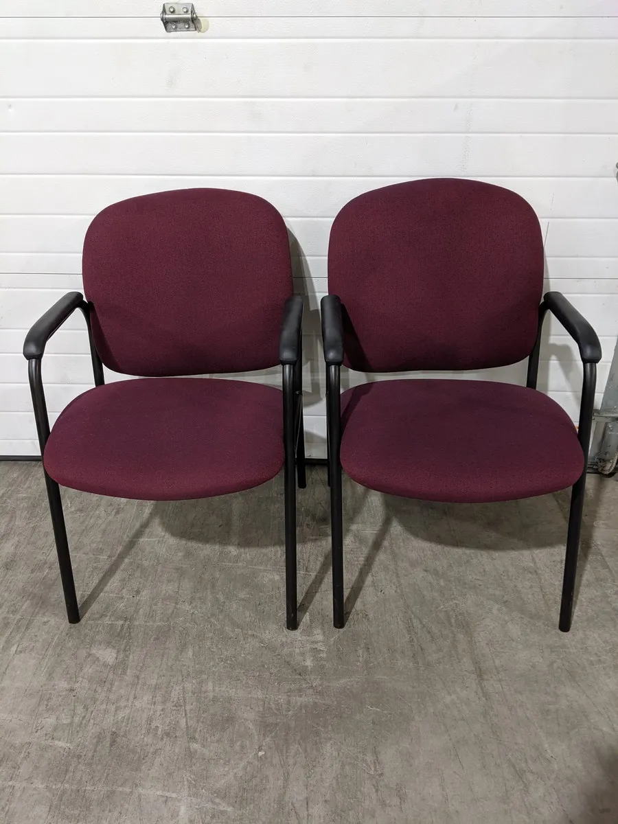 Red Guest Chairs with Black Metal Frame