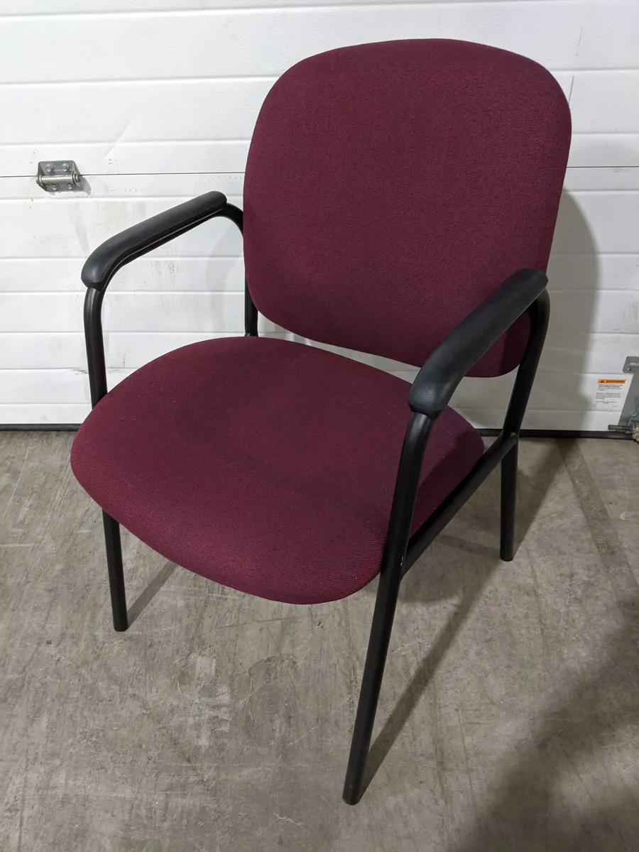 Red Guest Chairs with Black Metal Frame