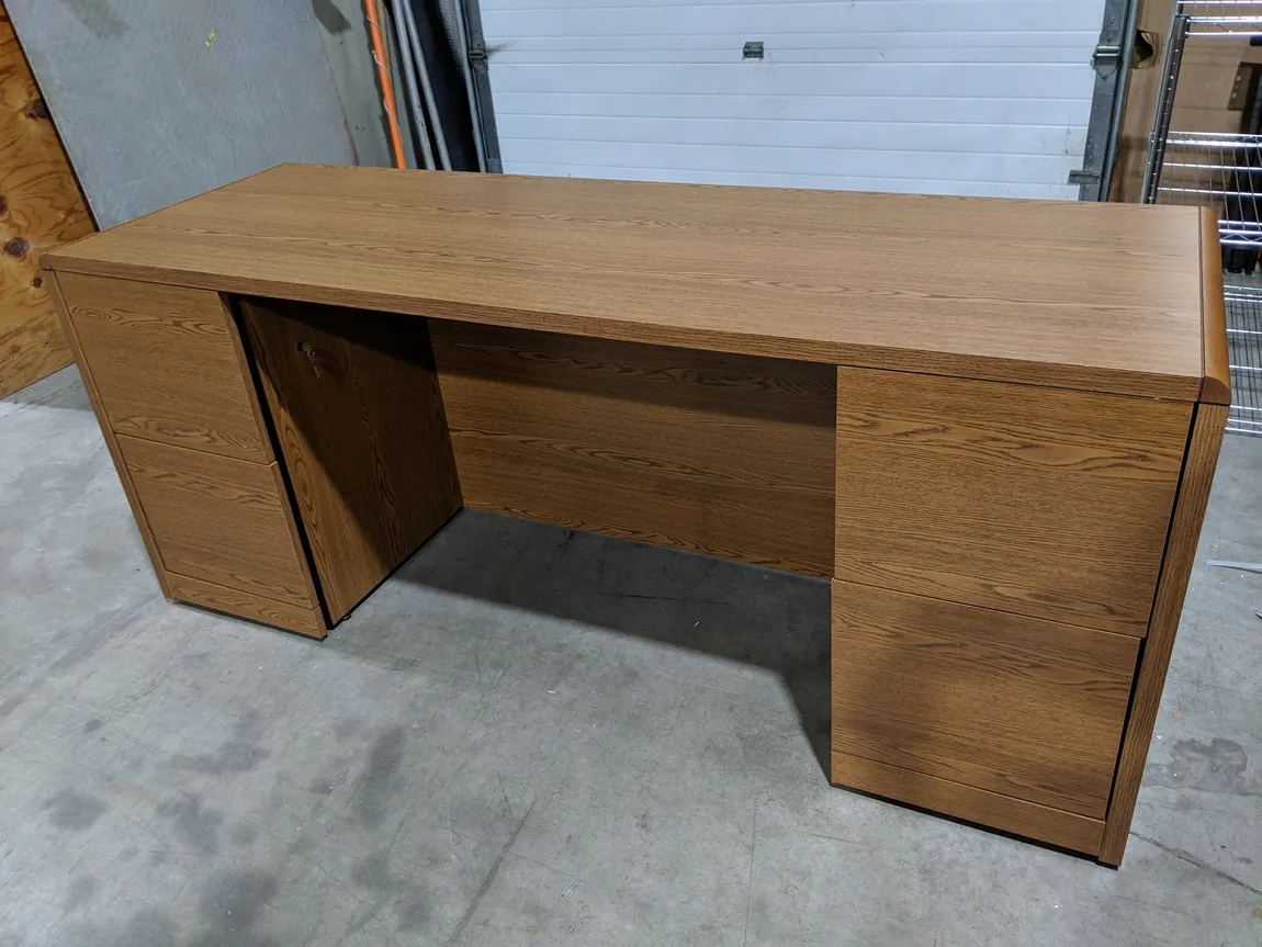 Hon Oak Laminate Credenza Desk with Drawers