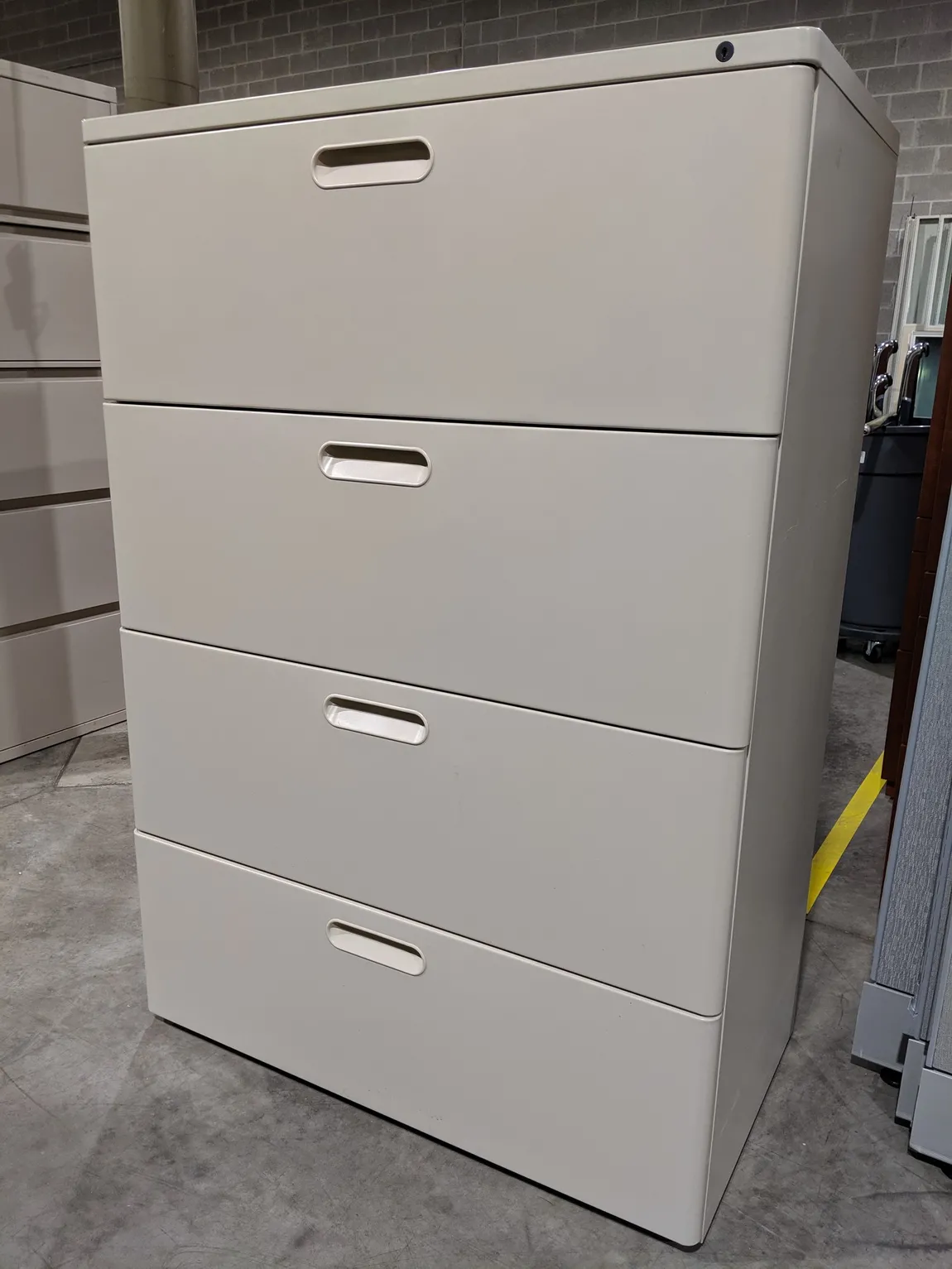 Putty Metal 4 Drawer Lateral Filing Cabinet â€“ 35.5 Inch Wide