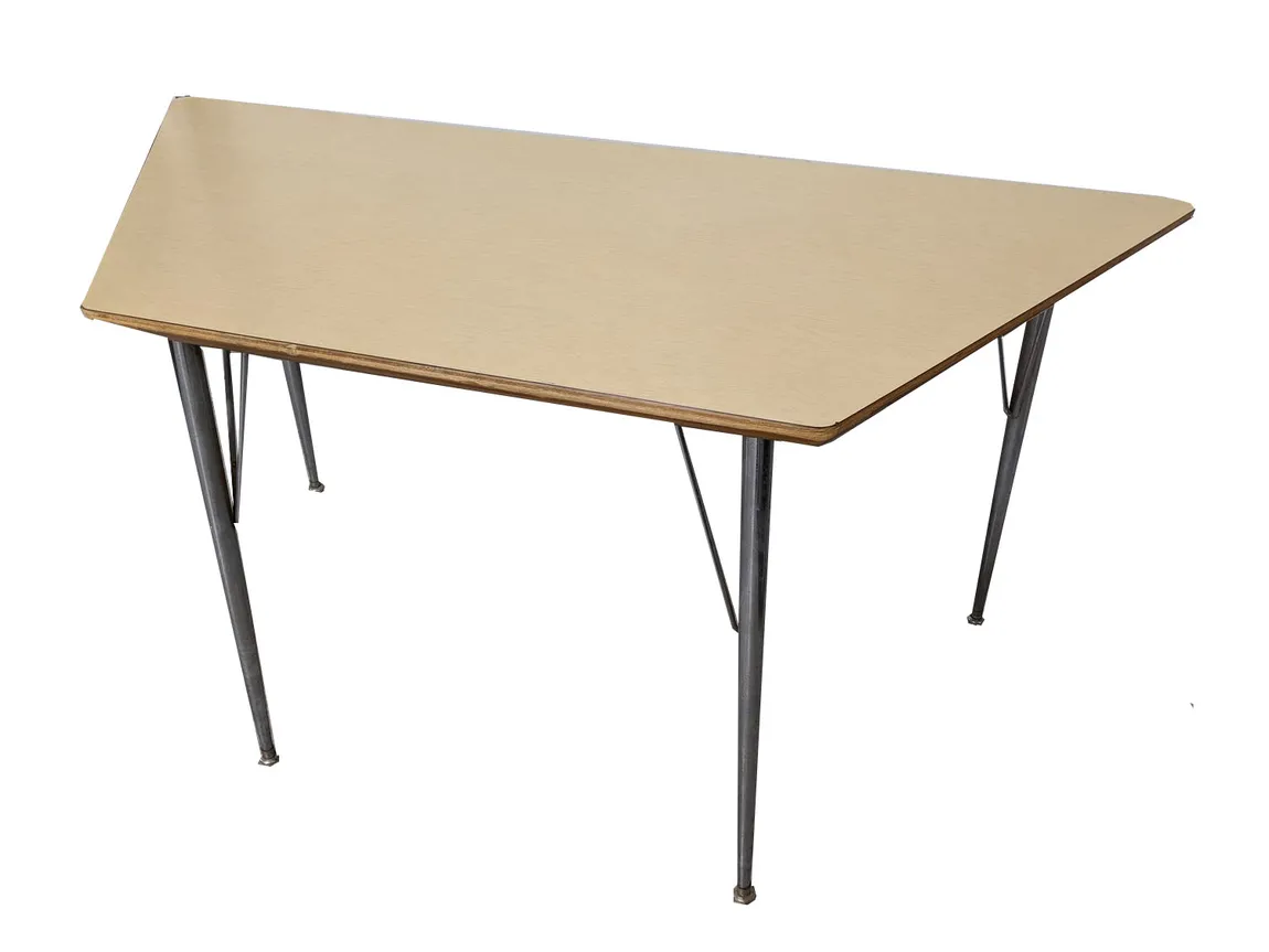 Maple Laminate Table with Silver Metal Legs