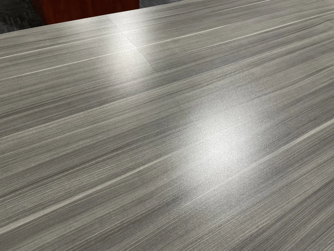 Gray U-Shaped Desk with Hutch and Drawers