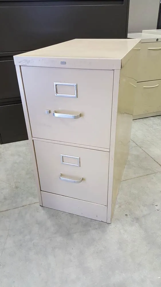 Two Drawer Beige HON Filing Cabinet