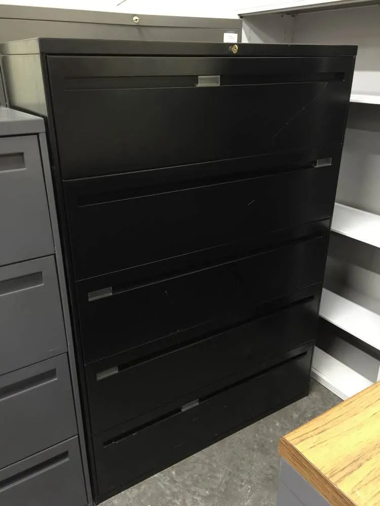 Kimball 5 Drawer Locking Lateral File Filing Cabinet 