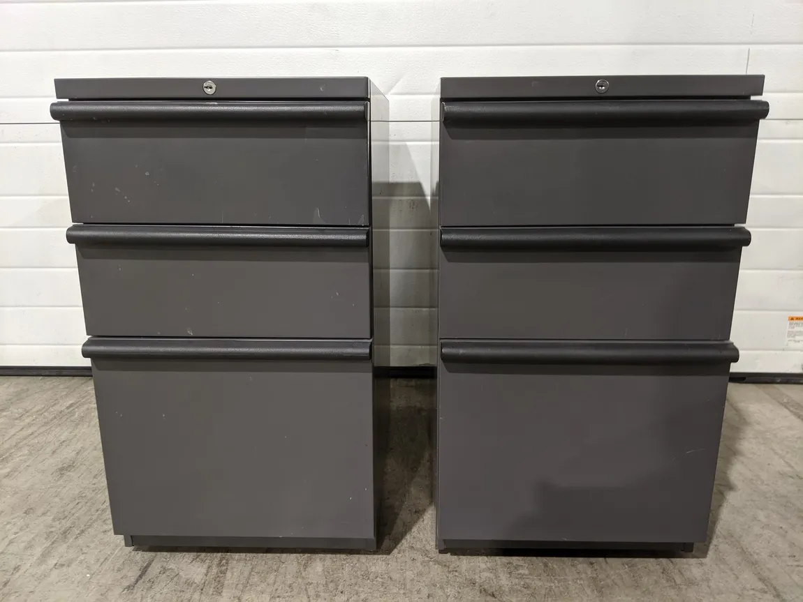 Rolling Gray Metal Box/Box/File Pedestal Drawers