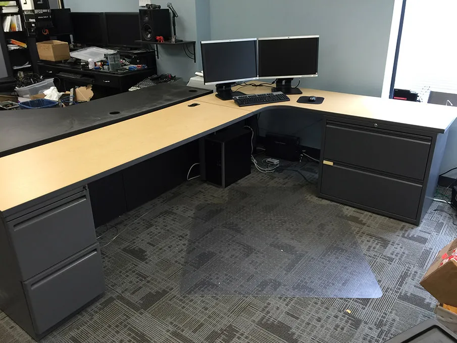 Extra Large L Shaped Maple Colored Desk