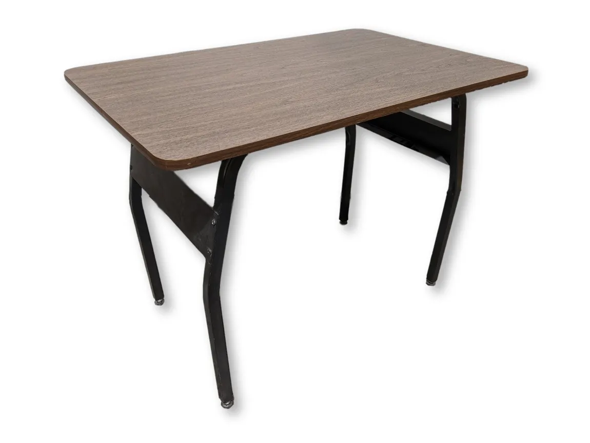 Small Dark Walnut Table with Metal Legs â€“ 36x23.5