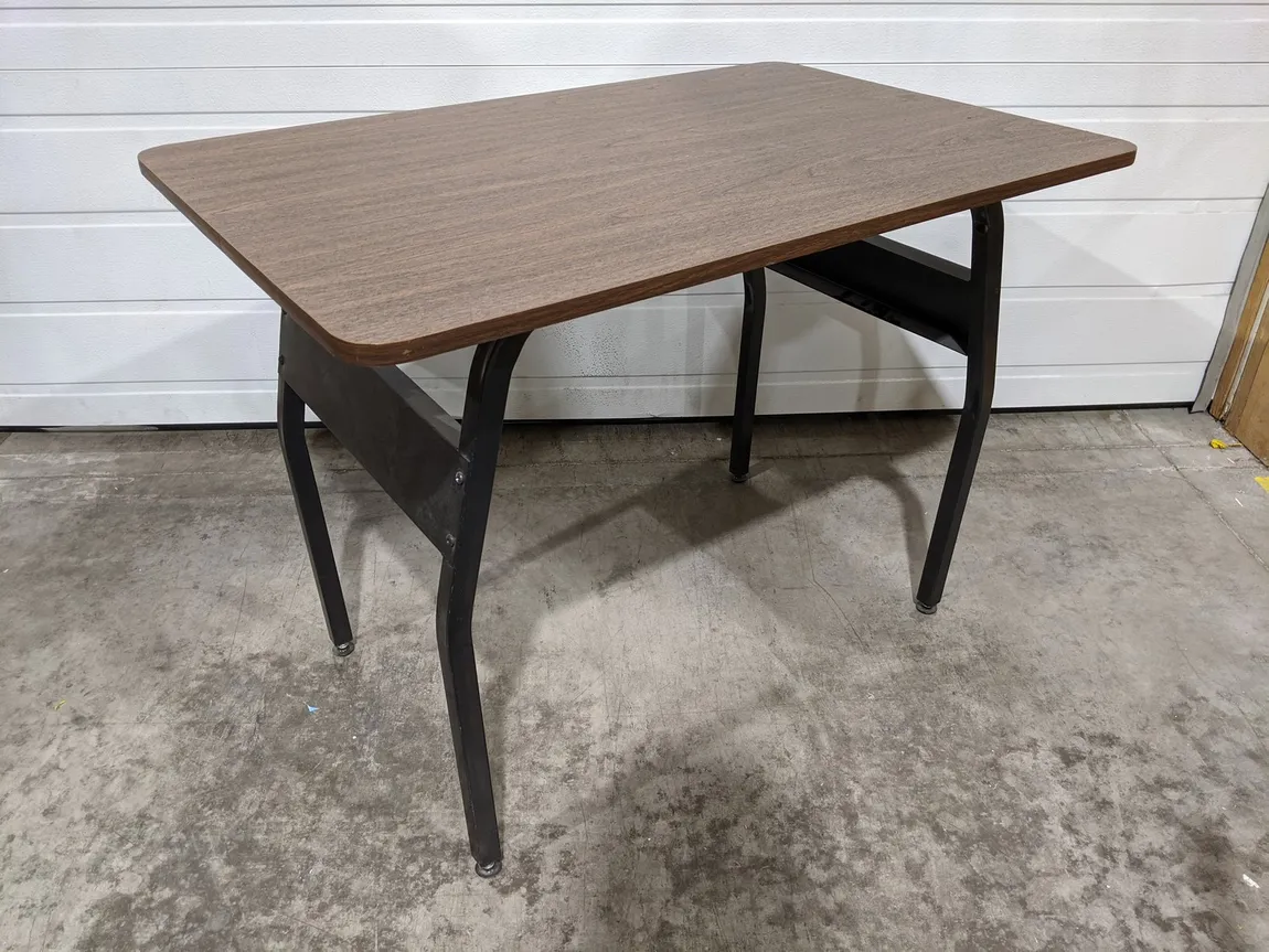 Small Dark Walnut Table with Metal Legs â€“ 36x23.5