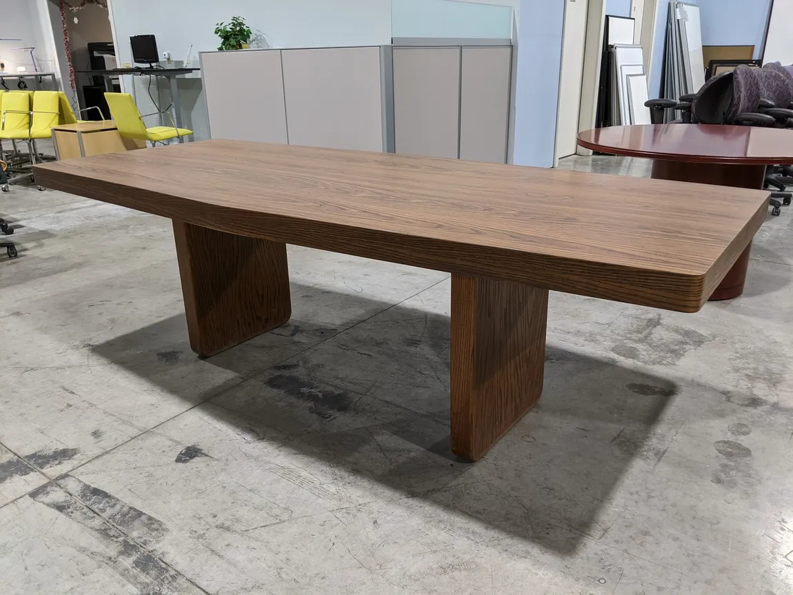 8 FT Walnut Laminate Boat Shaped Conference Table