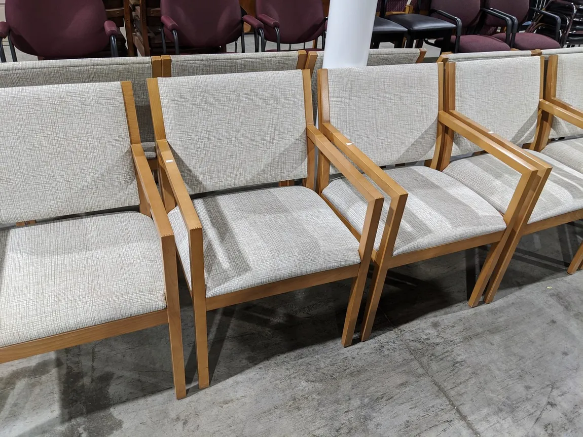OFS Cream Fabric Guest Chairs with Wood Frame