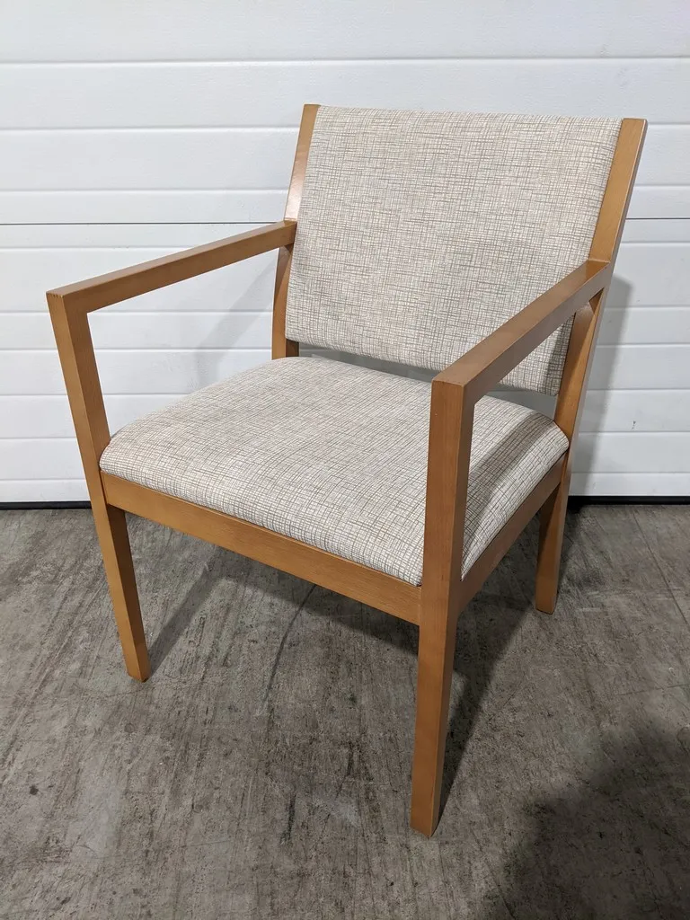 OFS Cream Fabric Guest Chairs with Wood Frame