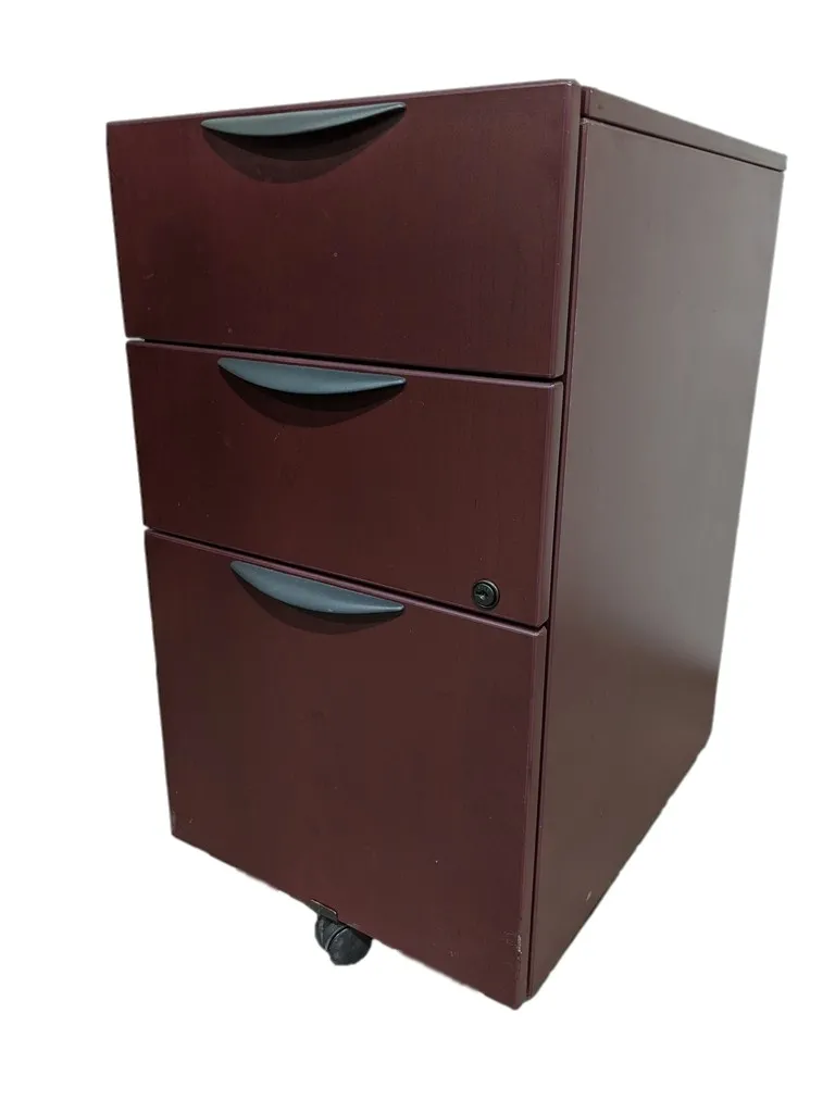 Mahogany Laminate Rolling Pedestal Drawers